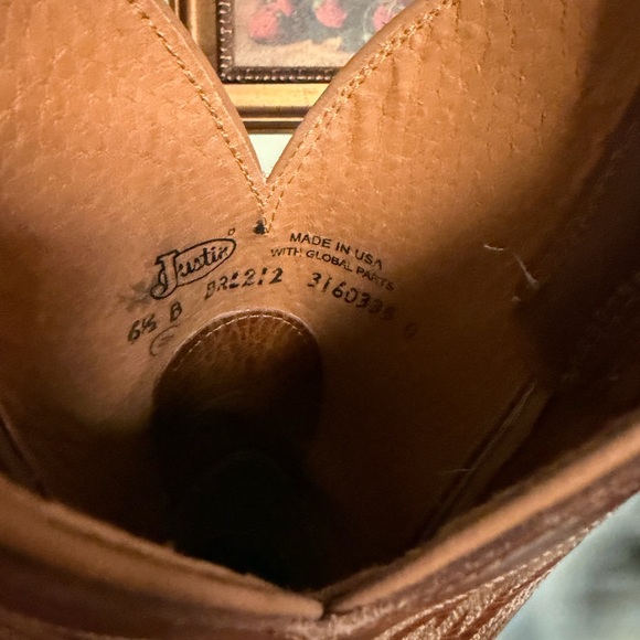 Justin Boots Tan Leather Western Footwear - Picture 5 of 6